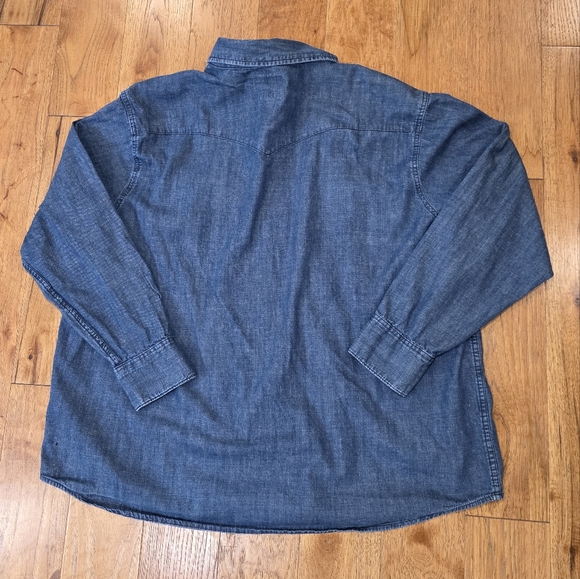 Levi's Western Dark Wash Denim Button Up Long Sleeve Shirt w/Pearl Snaps. 3XL - Picture 6 of 10